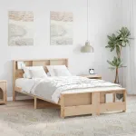 Cadru de pat cu headboard Maro 135 x 190 cm Lemn masiv de pin GartenMobel Dekor