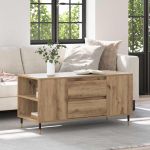 Masă de cafea stejar artizanal 102 x 44.5 x 50 cm Lemn compozit GartenMobel Dekor