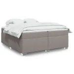 Pat box spring cu saltea, gri taupe, 200x200 cm, textil GartenMobel Dekor