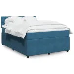 Pat box spring cu saltea, albastru, 160x200 cm, catifea GartenMobel Dekor