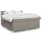 Pat box spring cu saltea, gri taupe, 200x200 cm, textil GartenMobel Dekor