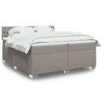 Pat box spring cu saltea, gri taupe, 200x200 cm, textil GartenMobel Dekor