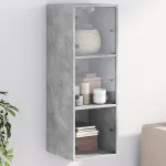 Dulap de perete cu uși din sticlă, gri beton, 35x37x100 cm GartenMobel Dekor