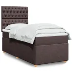 Pat box spring cu saltea, maro închis, 80x200 cm, textil GartenMobel Dekor