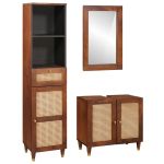 Mobilier pentru baie 3 pcs 38 x 33 x 160 cm Lemn de mango solid GartenMobel Dekor