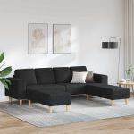 Set de canapea 3 pcs Negru țesătură GartenMobel Dekor