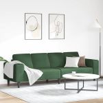 Sofa din material textil Verde închis 208 cm Țesătură de catifea GartenMobel Dekor