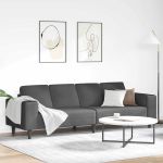 Sofa din material textil cu pernă Gri închis Țesătură de catifea GartenMobel Dekor