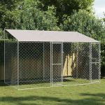 Cușcă pentru câine Argintiu 400 x 200 x 256 cm Oțel Galvanizat GartenMobel Dekor