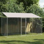 Cușcă pentru câine Argintiu 400 x 200 x 256 cm Oțel Galvanizat GartenMobel Dekor