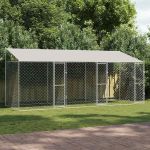 Cușcă pentru câine Argintiu 600 x 200 x 256 cm Oțel Galvanizat GartenMobel Dekor