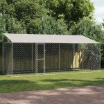 Cușcă pentru câine Argintiu 600 x 200 x 256 cm Oțel Galvanizat GartenMobel Dekor