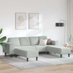 Set de canapea 3 pcs Gri deschis Catifea GartenMobel Dekor