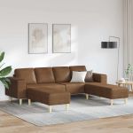 Set de canapea 3 pcs Maro Piele ecologică de suede GartenMobel Dekor