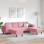 Set de canapea 3 pcs Roz Catifea GartenMobel Dekor