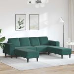 Set de canapea 3 pcs Verde închis Catifea GartenMobel Dekor