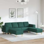 Set de canapea 3 pcs Verde închis țesătură GartenMobel Dekor