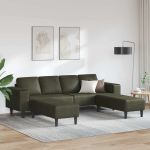 Set de canapea 3 pcs Verde militar Piele ecologică de suede GartenMobel Dekor