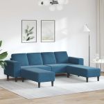 Set de canapea 3 pcs albastru Catifea GartenMobel Dekor