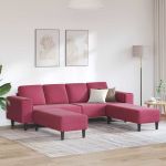 Set de canapea 3 pcs bordo Catifea GartenMobel Dekor
