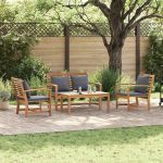 Set de canapele pentru grădină 4 pcs natural Lemn masiv de tec GartenMobel Dekor
