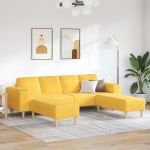 Sofa din material textil Galben Deschis Țesătură de catifea GartenMobel Dekor