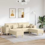 Sofa din material textil cu pernă 3 pcs Crem 208 cm țesătură GartenMobel Dekor