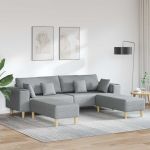 Sofa din material textil cu pernă 3 pcs Gri deschis 208 cm țesătură GartenMobel Dekor