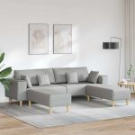 Sofa din material textil cu pernă 3 pcs Gri nori 208 cm țesătură GartenMobel Dekor