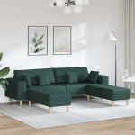 Sofa din material textil cu pernă 3 pcs Verde închis 208 cm țesătură GartenMobel Dekor
