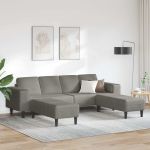 Sofa din material textil cu pernă Gri deschis Țesătură de catifea GartenMobel Dekor