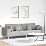 Sofa din material textil cu pernă Gri nori 208 cm țesătură GartenMobel Dekor