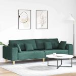 Sofa din material textil cu pernă Verde închis 208 cm țesătură GartenMobel Dekor