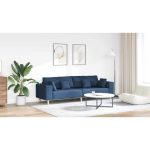 Sofa din material textil cu pernă albastru 208 cm țesătură GartenMobel Dekor