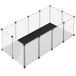SONGMICS Tarc animale mici modular cu placi de baza si covoras impermeabil, 145x73x57 cm, transparent Household NewTrend