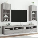 Comode TV cu lumini LED, 2 buc., gri sonoma, 40,5x30x90 cm GartenMobel Dekor