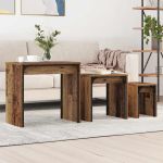 Masă de Cafea cu Tăvi Lăsate 3 pcs Lemn vechi 60 x 35 x 56 cm GartenMobel Dekor