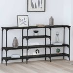 Masă de consolă Stejar negru 160 x 29 x 80 cm Lemn compozit GartenMobel Dekor