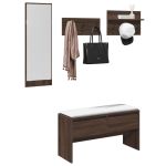Set mobilier de hol, 4 piese, stejar maro, lemn prelucrat GartenMobel Dekor