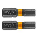 Set biti de impact HEX5X25mm 1/4" 2buc. GRAPHITE 56H508 HardWork ToolsRange