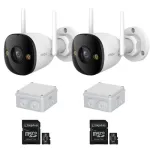 Kit supraveghere 2 camere Wi-Fi IMOU 5MP Dual Light 30m Microfon Difuzor Alarma, 2 x carduri memorie 64GB, 2 x doze montaj SafetyGuard Surveillance