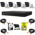 Kit supraveghere Hikvision Hilook, 4 camere 2MP, IR 20m, DVR 4 canale, 4MP, Accesorii, HDD 500GB, Autocolant Rovision SafetyGuard Surveillance