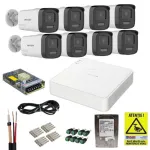 Sistem Supraveghere Analog Hikvision 3K 8 Camere cu Dual Light, Audio Bidirectional, DVR 8 Canale cu Deep Learning, HDD 1TB si Accesorii Montaj SafetyGuard Surveillance