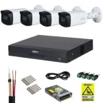 Sistem supraveghere 4K Dahua, 4 camere de exterior 4k 8MP, IR 80m, XVR 4 canale, Accesorii incluse, Autocolant Rovision SafetyGuard Surveillance