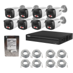 Sistem supraveghere IP Dahua, 8 camere 2MP, Dual Light lumina alba / IR 30m, PoE, microfon, NVR 8 canale POE, 8MP, HDD 1TB, cabluri SafetyGuard Surveillance