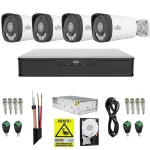 Sistem supraveghere Uniview, 4 camere ColorHunter, 5MP, Dual Light 40m, Microfon, XVR 4 canale, 5MP, Accesorii, HDD 1TB, Autocolant Rovision SafetyGuard Surveillance