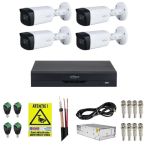 Kit Supraveghere 4 Camere Dahua 5MP IR 80m Starlight Lentila 3.6mm, DVR 4 Canale 4K 8MP WizSense, Accesorii + Autocolant Rovision SafetyGuard Surveillance
