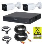 Kit supraveghere Dahua 2 camere 2MP IR 40m Lentila 2.8mm IP67, DVR 4 canale 5MP WizSense, accesorii montaj + Autocolant Rovision SafetyGuard Surveillance
