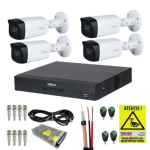 Kit supraveghere Dahua 4 Camere 2MP IR 40m Lentila 2.8mm IP67, DVR 4 Canale 5MP, Accesorii montaj + Autocolant Rovision SafetyGuard Surveillance