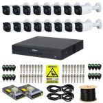 Kit supraveghere complet Dahua 16 camere 5MP IR 80m Starlight Lentila 3.6mm, DVR 16 canale 4K 8MP WizSense, accesorii + Autocolant Rovision SafetyGuard Surveillance